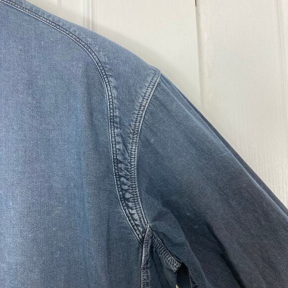 G-STAR RAW Denim Shirt Men XL Blue Vintage-Faded-Wash Logo Western Long-Sl BtnUp - Picture 11 of 15